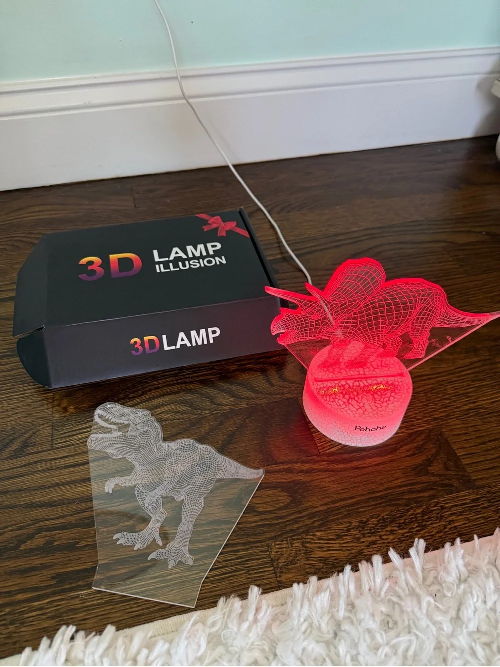 3D Illusion Dinosaur Night Light - Pink